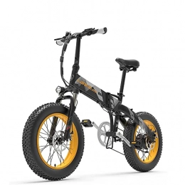 RICH BIT Vélos électriques X2000 vélo électrique Pliant 20 Pouces Gros Pneu 48v * 12, 8Ah Batterie écran LCD Vélo électrique à 7 Vitesses, autonomie de la Batterie jusqu'à 50 kilomètres (Noir Jaune)