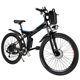 XGHW vélo XGHW Vélo électrique Pliable E-Bike, Adultes 26 Pouces vélo de Montagne Ebike for Hommes et Dames 250w Moteur Professionnel Shimano à 21 Vitesses détachables 36V / 8AH Batterie (Color : Black)