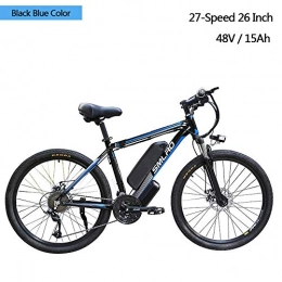 YDBET vélo YDBET VTT électrique, électrique VTT pour Adultes, 26 Pouces en Alliage d'aluminium Amovible 350W ebike vélos 27 Vitesses 48V / 15Ah Lithium-ION pour l'extérieur Cyclisme Voyage, Black Blue