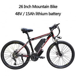 YDBET vélo YDBET Électrique VTT, Vélos E Vélos pour Adultes, 26 Pouces en Alliage d'aluminium Amovible 350W ebike vélos 27 Vitesses 48V / 15Ah Lithium-ION, Black Red