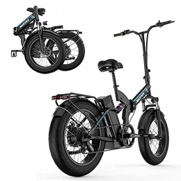 YX-ZD Vélos électriques YX-ZD 20"Adulte Pliant Gros Pneu E-Bike Mountain Vélo Électrique Beach Cruiser Snow Bike, avec 5 Booster De Vitesse / Moteur Électrique 750W / Batterie Amovible 48V 15Ah