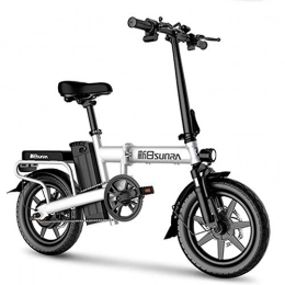 ZBB vélo ZBB Vélo électrique Pliable de 14 Pouces Bicycle Electric avec éclairage Avant à LED pour Moteur Amovible sans Brosse de la Batterie Lithium-ION 48V 350W Capacité de Charge de 330 lbs, Blanc, 60to90KM