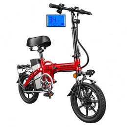ZBB vélo ZBB Vélos électriques 14 Pouces Roues Cadre en Alliage d'aluminium Portable Pliant sécurité de vélo électrique pour Adulte avec Batterie Lithium-ION Amovible 48V Moteur sans Brosse, Red, 70to100KM