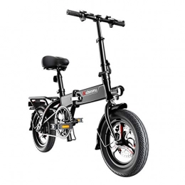 ZBB vélo ZBB Vélos électriques Matériau léger d'alliage de magnésium Se Pliant portatif Facile pour Stocker l'E-Vélo Batterie au Lithium-ION de 36 V avec pédales Power Assist Roues de 14 Pouces, Noir, 40to60KM