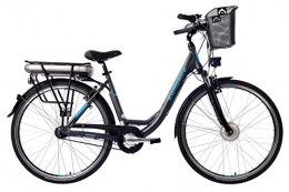 Unbekannt Vélos électriques ZÜNDAPP Vélo électrique pour femme en aluminium, avec moyeu Shimano 7 vitesses, vélo de ville Pedelec léger avec panier à vélo, 250 W et 13 Ah, batterie lithium-ion 36 V, vert 3.5