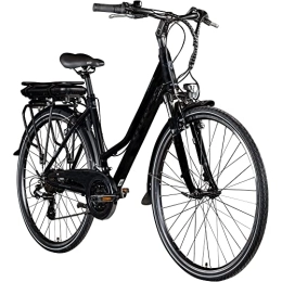 Zündapp Vélos électriques ZÜNDAPP Z802 E Vélo de trekking pour femme 155 à 185 cm 21 vitesses jusqu'à 115 km Vélo électrique 28" avec éclairage et écran LED, vélo de trekking électrique (noir / gris, 48 cm)