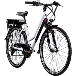 Zündapp vélo Zündapp E Bike 700c Vélo de trekking pour femme Pedelec Z802 Vélo électrique 21 vitesses 28" (blanc / violet, 48 cm)
