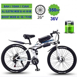 BXL vélo Électrique Pour Vtt Adulte, Withled Léger Batterie Lithium-Ion Ville Vélo de Montagne, 26" 36V 8 / 10 / 13Ah Vélos Tout Terrain, Blanc