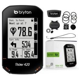 Bryton Fahrradcomputer Bryton Rider 420 Sensor Bundle Wireless GPS Fahrrad Fahrradcomputer Kompatibel mit Bike Radar, 35 Stunden Lange Akkulaufzeit, Navigation mit Turn-by Turn Follow Track Bluetooth ANT Fahrradcomputer
