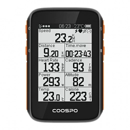 CooSpo Zubehör CooSpo BC200 GPS Fahrradcomputer mit 2.4" Farbdisplay, Drahtlos Bluetooth ANT+ Wasserdicht IP67 Fahrrad Kilometerzähler Tachometer Fahrradtacho, Mehr als 80 Comprehensive Performance Data