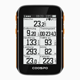 CooSpo Fahrradcomputer COOSPO GPS Fahrradcomputer Kabellos Bluetooth5.0 ANT+, Drahtloser Fahrradtacho Kilometerzähler Radcomputer Synchronisierung mit Strava, 2, 6“ Farbdisplay mit Hintergrundbeleuchtung Wasserdicht IP67