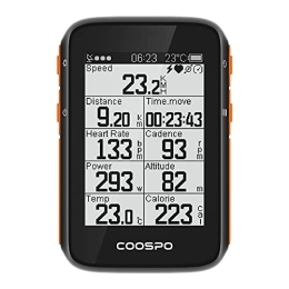CooSpo Fahrradcomputer CooSpo GPS Fahrradcomputer Unterstützung Bluetooth 5.0 ANT+ Wireless Fahrradtachometer Kilometerzähler mit 2, 4 Zoll LCD Display IP67Wasserdicht CoospoRide App kompatibel