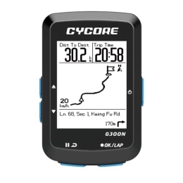 CYCORE Fahrradcomputer CYCORE GPS-Fahrradcomputer 300 N – Stromversorgung mit Navigationspunkten. Mit großem LCD-Bildschirm, geringer Batterieverbrauch, unterstützt BLE- und ANT+-Protokolle, wasserdicht IPX7, iOS / Android.
