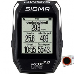 Sigma+TipTop Zubehör Sigma Sport Fahrradcomputer ROX 7.0 GPS + Halter + Magnet schwarz +Flicken