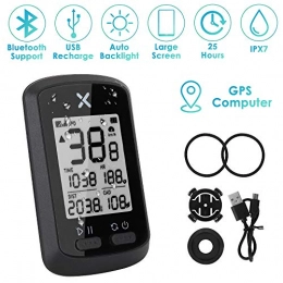 WOTOW GPS-Fahrradcomputer, drahtloser Radfahren-Geschwindigkeitsmesser Wasserdichter Fahrrad-Kilometerzähler Bluetooth ANT + Sensorunterstützung USB Wiederaufladbar mit 1,8-Zoll-LCD-Bewegungssensor