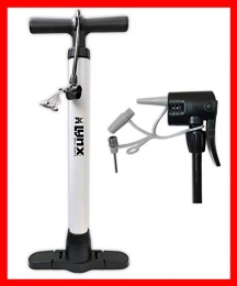 Lynx Ideal für Fahrradreifen, Bälle & Matratzen Fahrradpumpe Fahrrad Standpumpe Luftpumpe für alle Ventile, Weiss, aus Stahl mit Adapter