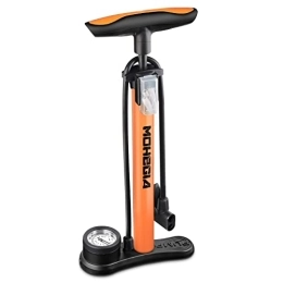 MOHEGIA Zubehör MOHEGIA Fahrrad-Standpumpe mit Messgerät, Luftpumpe mit Hochdruck, 160 PSI, passend für Schrader und Presta-Ventil, Orange