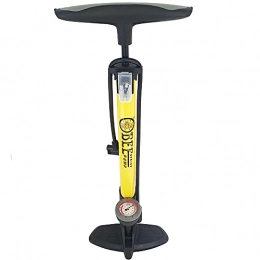 LTJ Zubehör Standpumpe mit großem Manometer, Luftpumpe, Pumpe, Fahrradpumpe mit Allen gängigen Ventilen (Gelb)