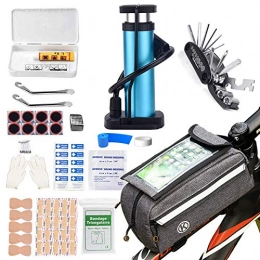 TOUROAM Fahrrad-Notfall-Multi-Werkzeug-Set – Fahrradrahmen-Tasche, Handyhalterung, Reparaturset, Erste-Hilfe-Set für Radfahrer, Reiter, Adevneture Reisen