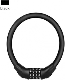 IMBM Fahrradschlösser IMBM Vorhängeschloss Türschloss 4-stelliges Passwort Fahrrad Code Lock Mountainbike Beweglicher Sicherheits-Anti-Diebstahl-Kabelschloss Steel Wire Sperre (Color : Black)