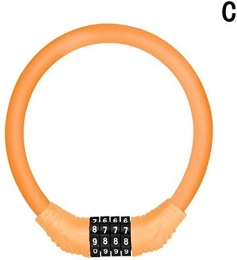 IMBM Fahrradschlösser IMBM Vorhängeschloss Türschloss Tragbare Mountain Bike Lock-Anti-Diebstahl-4 Digital-Kennwort-Verschluss-Kennwort-Verschluss-Motorrad-elektrisches Fahrrad Ring Lock (Color : Orange)