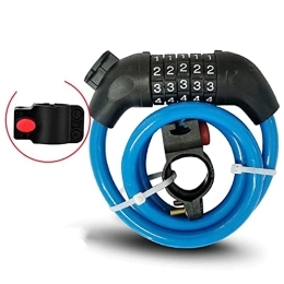PURRL Zubehör PURRL Fahrradschloss-Kabel, 5-stelliges Passwort-Kombinations-Diebstahl-Fahrradschlösser Kernstahldraht Fahrradschloss-Kette selbstaufwickelnd rückstellbar mit Montagehalterung, (Color : Blue, Size :