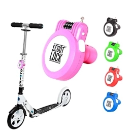 SCOOT LOCK Tragbares Kombinationsschloss für Roller und Fahrrad, neues verstärktes Fahrradschloss, Micro Trunki Segway Birdie Ozbozz EVO Stoy für Kinder + Erwachsener (Rosa, 200gr)
