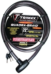 Trimax Fahrradschlösser Trimax Trimaflex integriertes Kabelschloss mit Schlüssel, 1, 8 m L x 20 mm, TQ2072, Kartenverpackung, schwarz