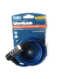 Wordlock Fahrradschlösser Wordlock Fahrradschloss mit flexiblem Stahlkabel, zurücksetzbar, 1, 2 x 0, 32 cm, Blau
