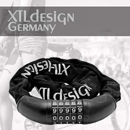 XTLdesign Kettenschloss Germany mit 5 Stellen Code - stabil, leicht, sicher - 80cm, 533g - Fahrradschloss Kettenschloss mit Sicherheitsstufe A - Fahrrad Zahlen Ketten Schloss (Zahlen Kettenschloss)