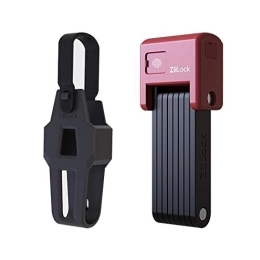 SDU Zubehör ZiiLock Smart Folding Fahrradschloss, Fingerabdruck- und Smartphone-App Bluetooth-Entriegelung, Hochleistungs-kompaktes faltbares Roller-Fahrradschloss mit Schlüsseln und Koffer, Rot